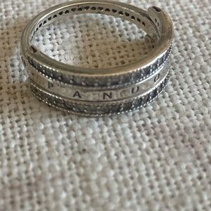 Pandora Sterling Silver Flip Band Ring SZ 6